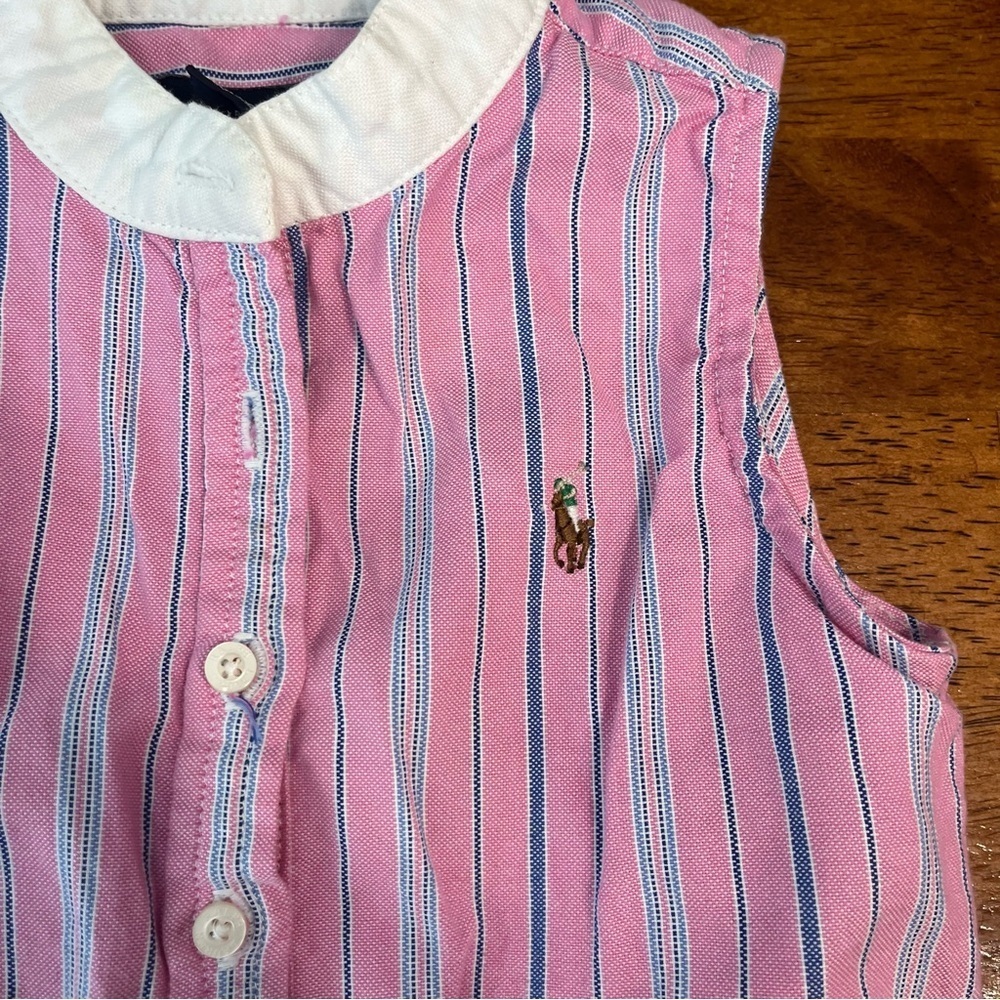 Ralph Lauren Pink and White Striped Dress 100% cotton size 4/4T - Picture 2 of 6
